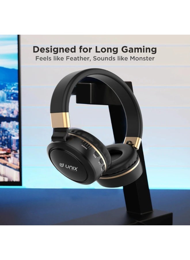 Unix Elite 9 Wireless Bluetooth Headphones | Bluetooth 5.0 Connectivity | 40mm Drivers with 12Hrs Playback Time | Over-Ear Design with Foldable Design | TF Card Support & Mic - Image 3